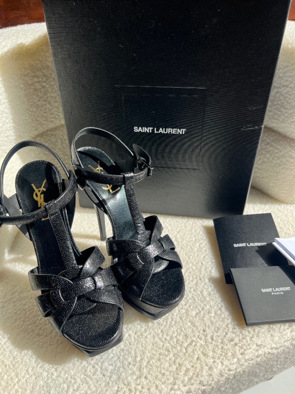 Yves Saint Laurent Tribute Heels Black Calfskin Leather 36